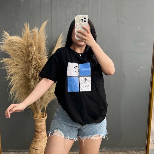 KAOS BLACK EDITION | KAOS HITAM MOTIF | BAJU TSHIRT TUMBLR TEE CATTON WANITA