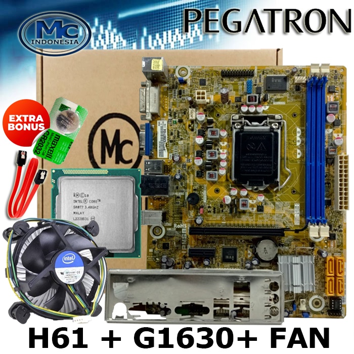 PAKETAN Motherboard OEM H61 + Processor G1630 + FAN