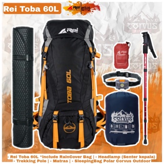 Paket Alat pendaki Gunung Carrier Rei Arei Toba 60L Paket Hemat alat pendaki gunung Paket lengkap alat pendaki gunung Rei Toba Paket Rei Toba 60L