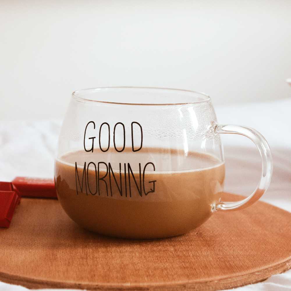 [BISA COD] JLNONLNJKT  Cangkir Kopi Glass Coffee Mug Good Morning 350ml - 9H8D