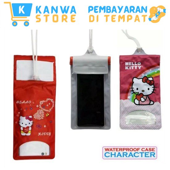 Waterproof Case Karakter 6.5 Inch Anti Air Phone Holder Universal Hp Character Doraemon Hello Kitty Terlaris Murah COD
