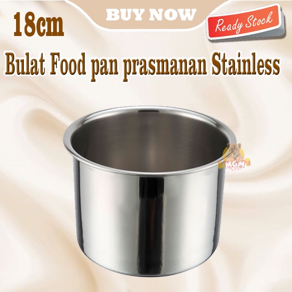 18cm Bulat Food pan prasmanan Stainless foodpan bulat Tinggi 9.5CM