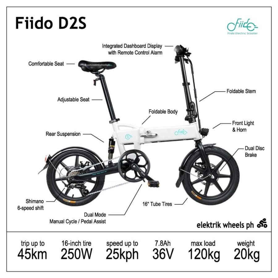 Fiido D2S Foldable Smart e-BIKE with 6 Speed Shift / Sepeda Listrik