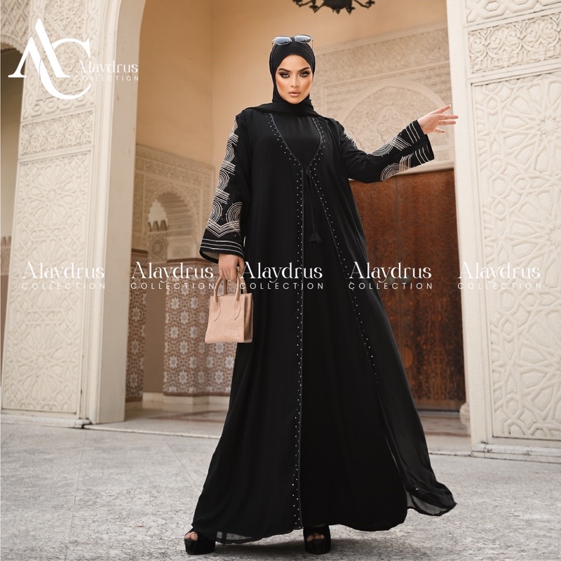 Abaya Bordir Hitam Gamis Saudi Bahan Jetblack Turkey Umroh Dubai 874