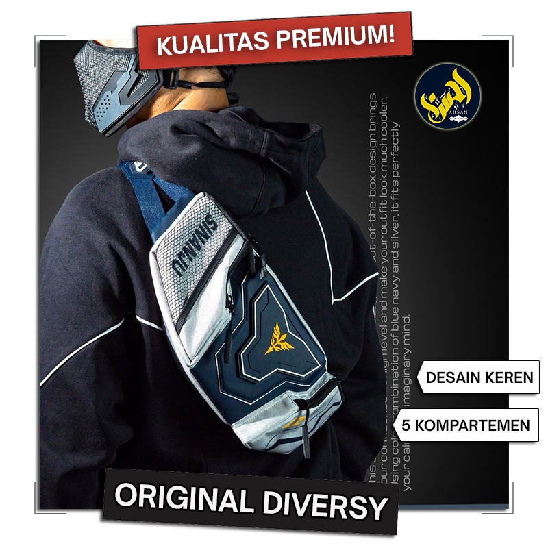 Tas Pinggang Sling Bag Waistbag Pria Original Diversy Sinanju Navy Kualitas Premium