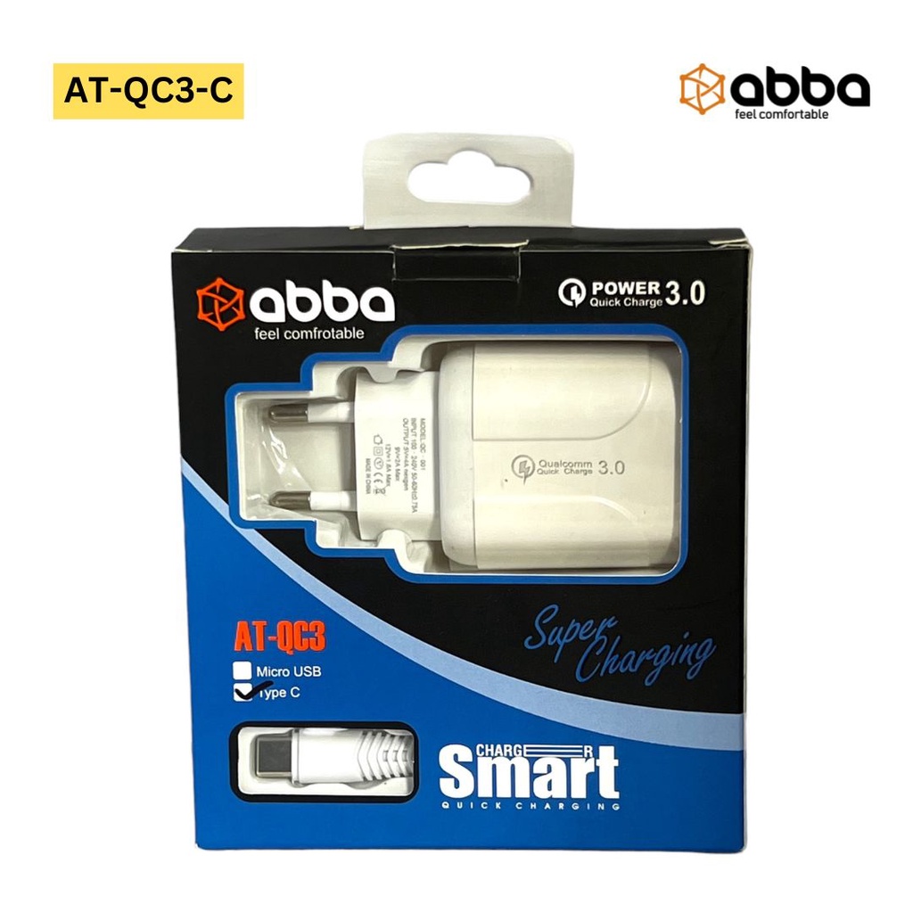 CHARGER ABBA AT-QC3 QUICK CHARGE 3.0 TYPE C WHITE