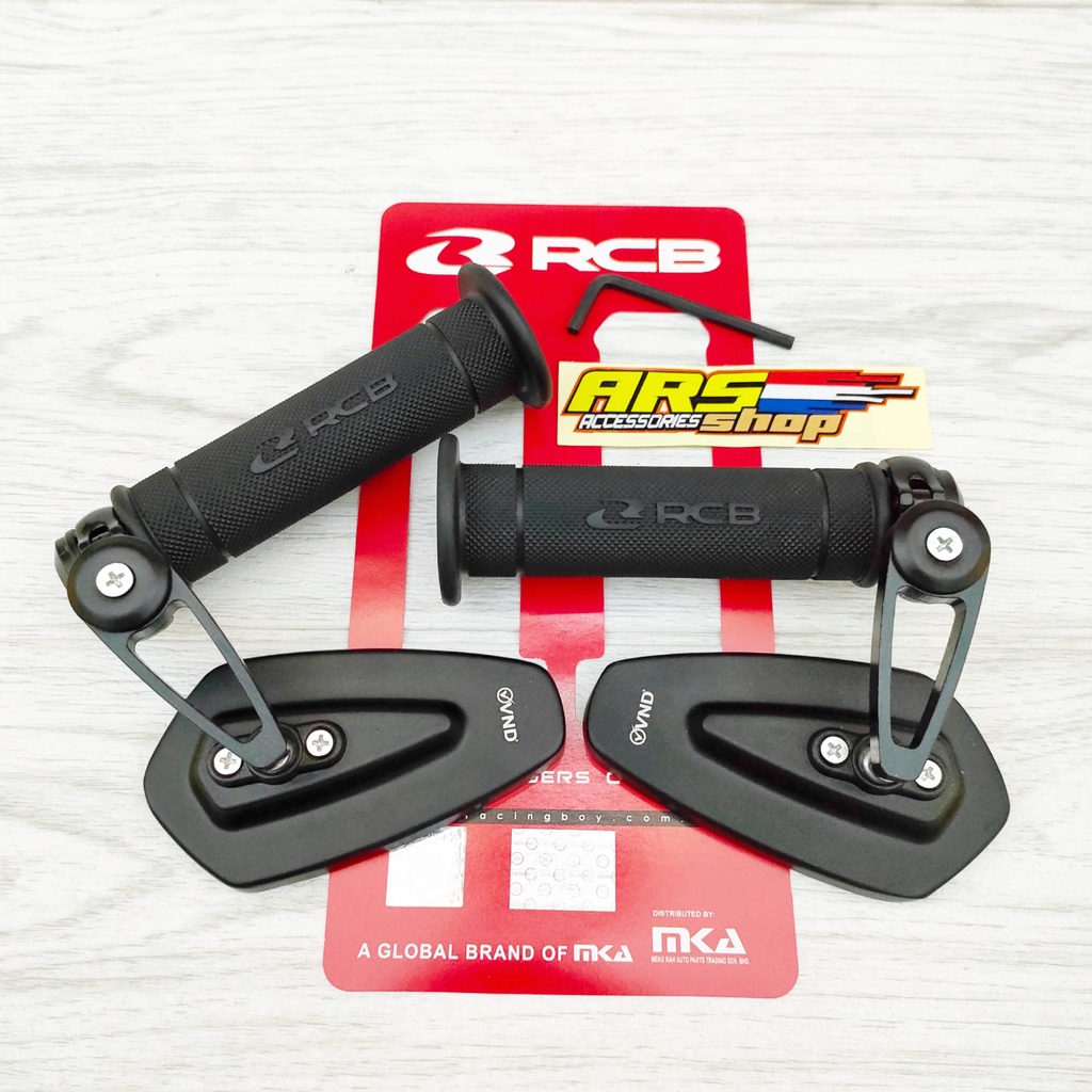 sepaket handgrip sarung gas RCB ORIGINAL + spion jalu oval Handgrip Sarung Gas RCB RACING BOY HG55 O