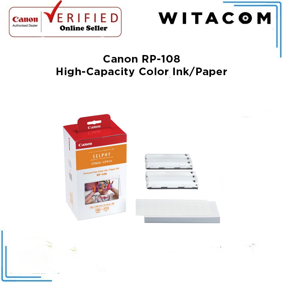 Canon RP-108 / RP108 / RP 108 for Selphy Printer CP1500 / CP1300 / CP1200 / CP1000 / CP910 / CP820