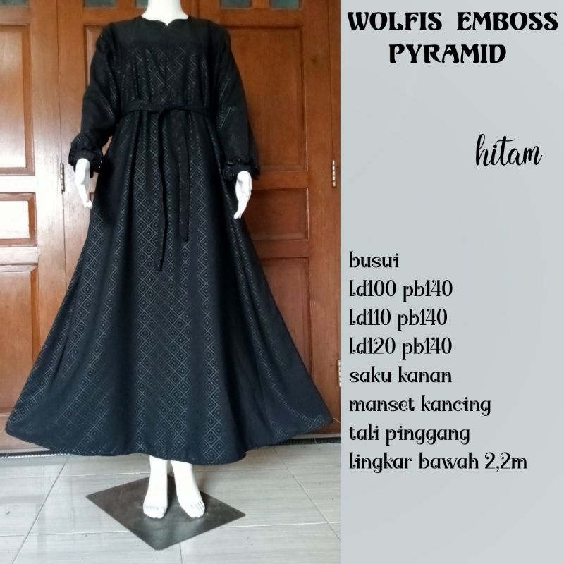 Gamis wolpeach emboss grade A/Emboss diamond/wolfis emboss seruni/wolfis emboss  Pyramid/wolfis embo