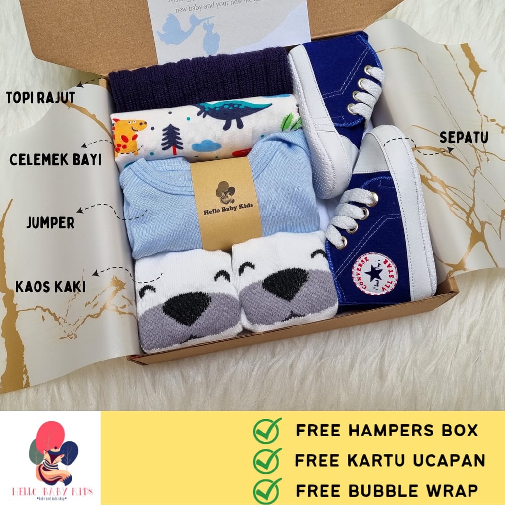 Hello Baby Kids Hampers Bayi / Newborn Baby Gift Set / Kado Lahiran Bayi Laki-laki Perempuan Hampers Baby