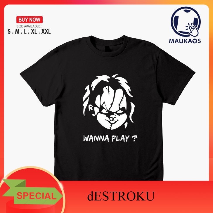 dESTROKU Kaos Baju Chucky The Doll Kaos Horor