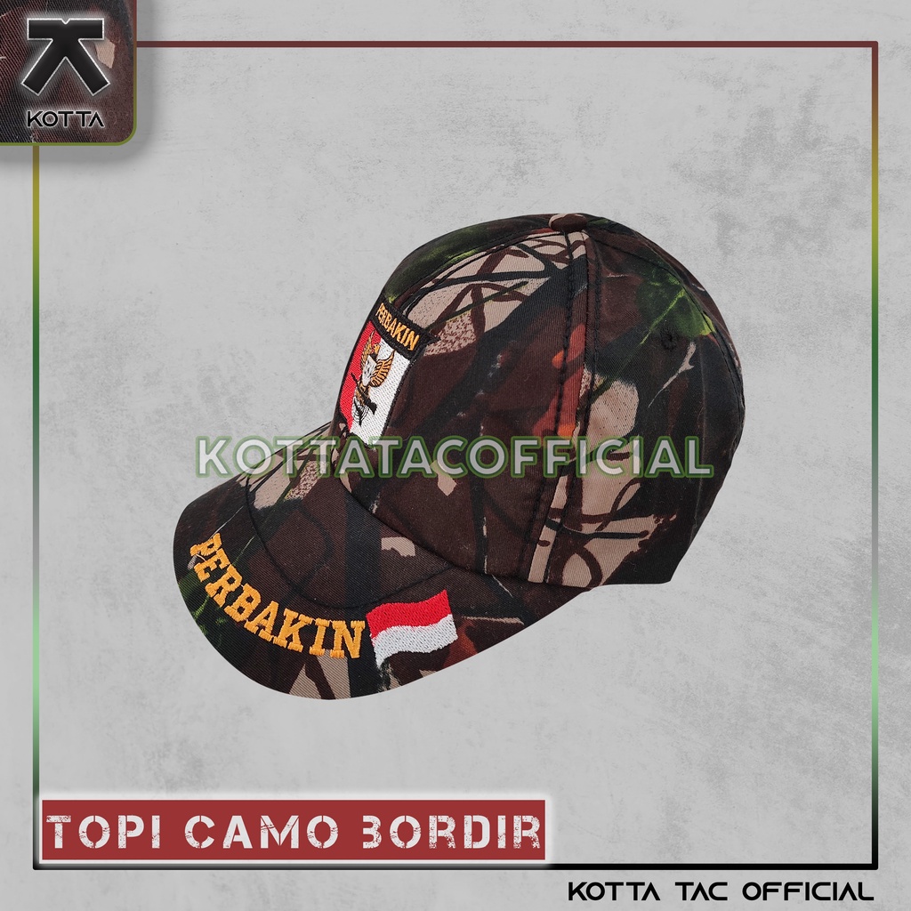 TOPI CAMO BORDIR DAN BUFF PERBAKIN - TOPI CAMO LOGO PERBAKIN - TOPI BERBURU - TOPI TACTICAL CAMO