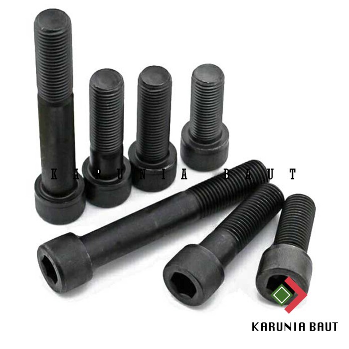 BAUT L BAJA HITAM M24 GRADE 12.9 DRAT 24 MM PITCH 3.00 KUNCI L HEX 19 MM