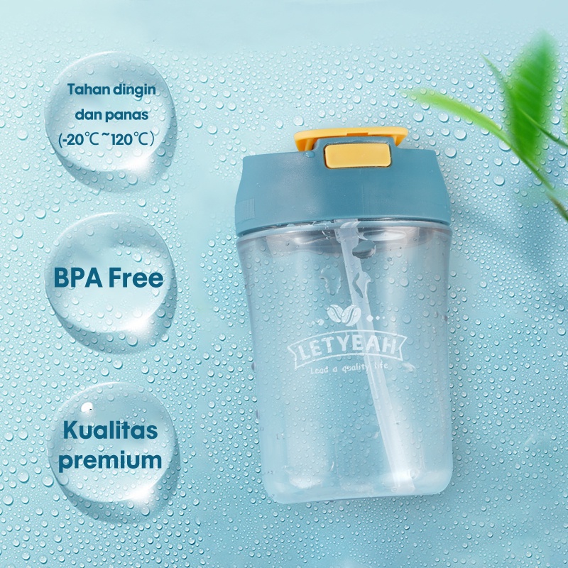 Letyeah &amp; Kaizenliving Cangkir Kopi Teh Anti Tumpah 460ML /Mug Gelas Plastik Coffee Cup BPA FREE &amp; aesthetic