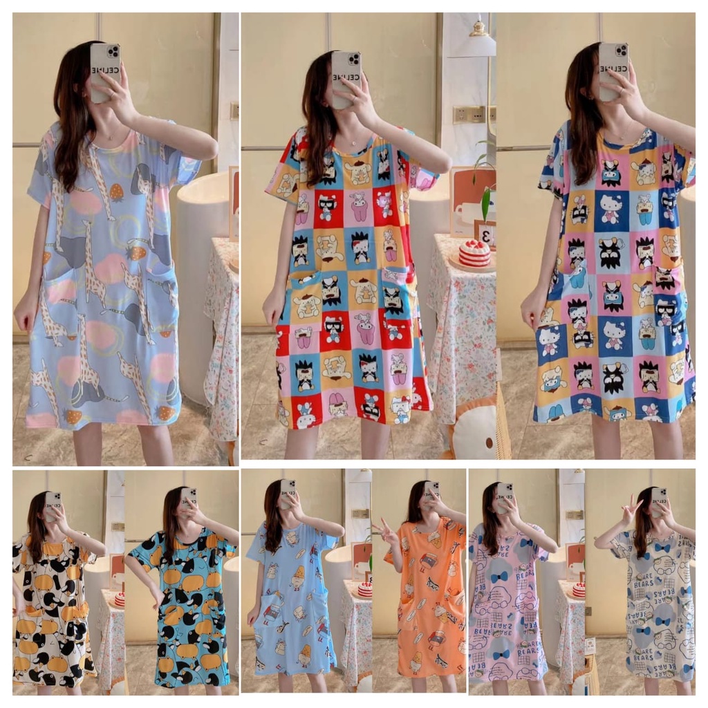 DS021 Daster Import Kekinian Daster Wanita Dewasa Terbaru bahan Kaos Import