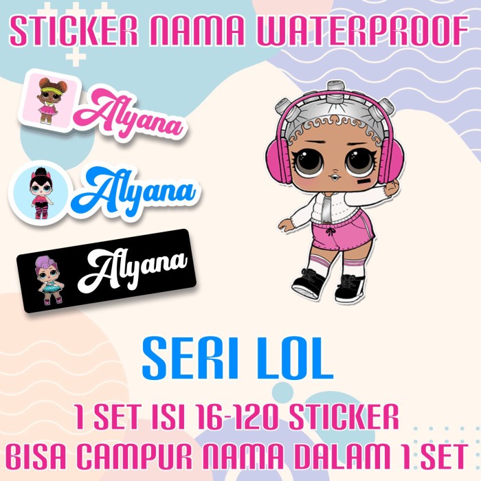 

[14-120 pcs] Sticker Nama Custom LOL / L.O.L