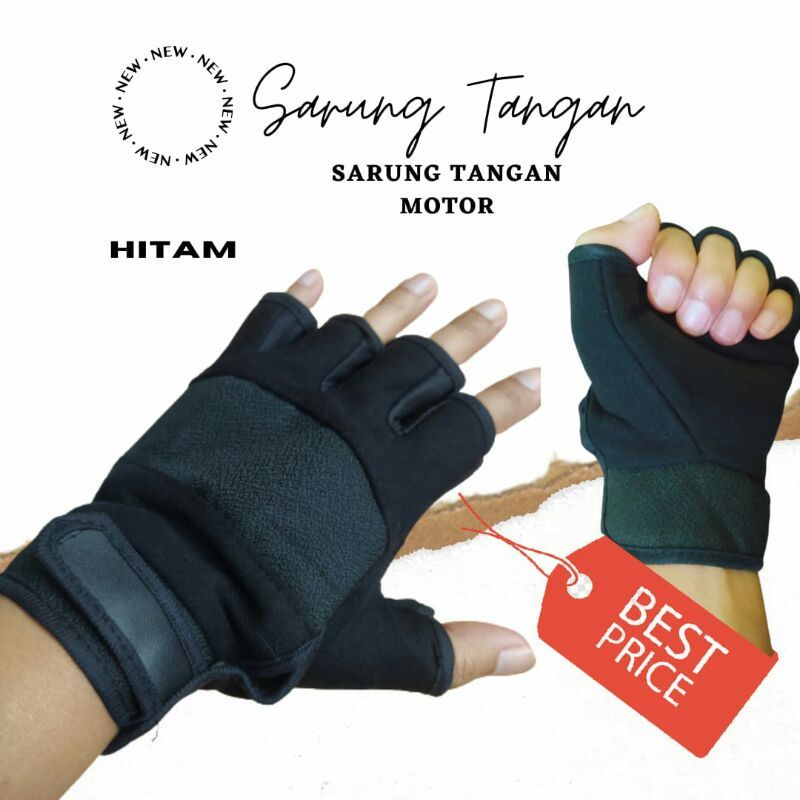 SARUNG TANGAN MOTOR STENGAH JARI GLOVES  HALF FINGER TETLARIS  PRIA BERKENDARA