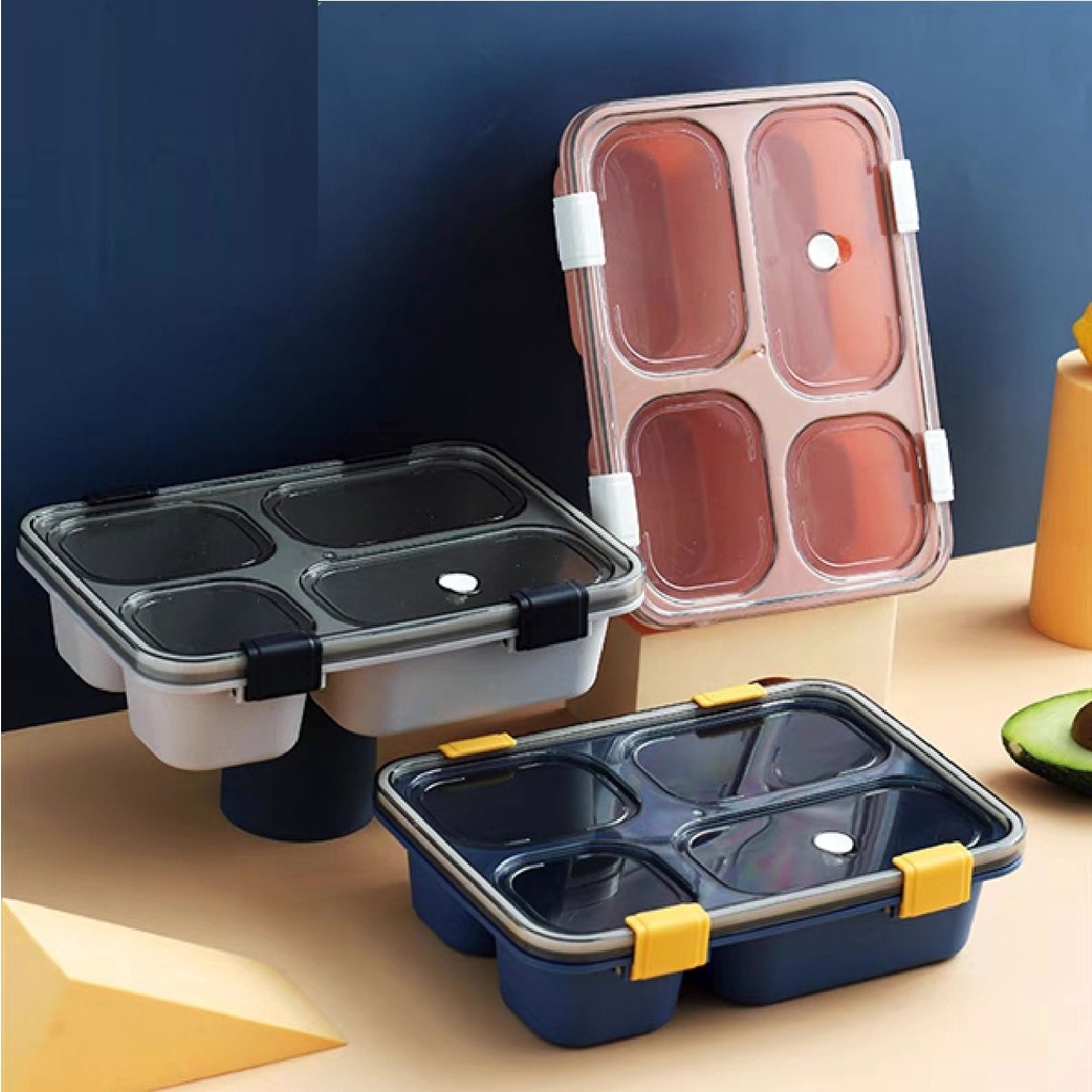 E010  Kotak Bekal Tempat Makan Lunch Box 4 Sekat / Kotak makan Bento 4 Grid