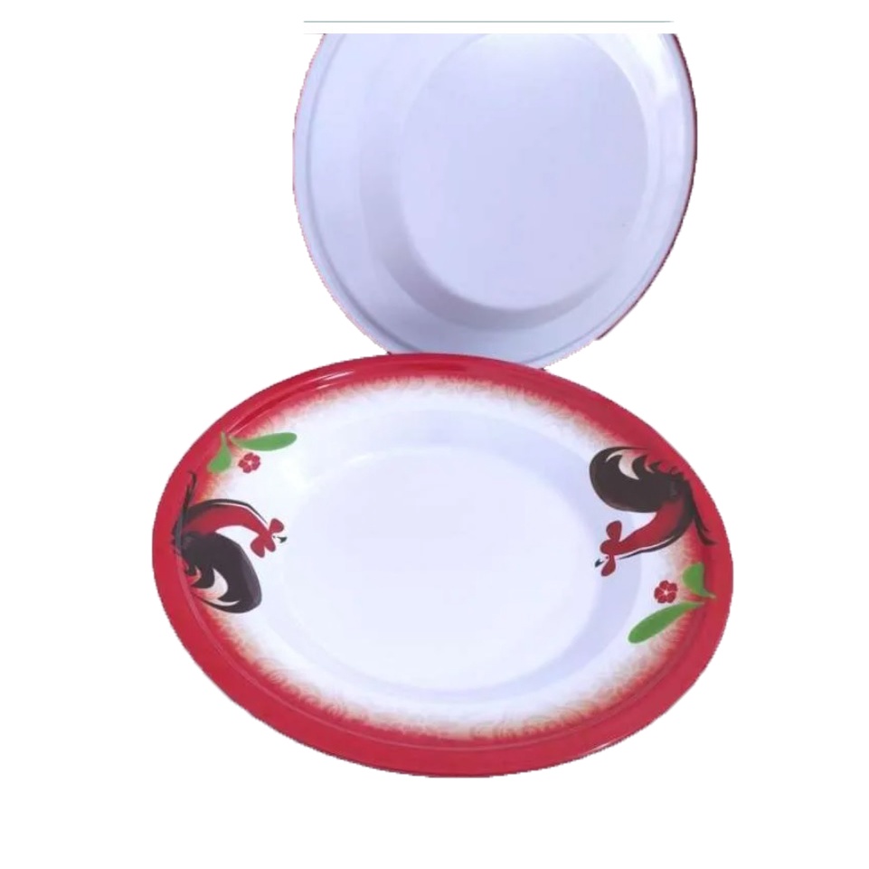 DM - Piring Motif Ayam Jago / Piring Lapis Enamel G-2231