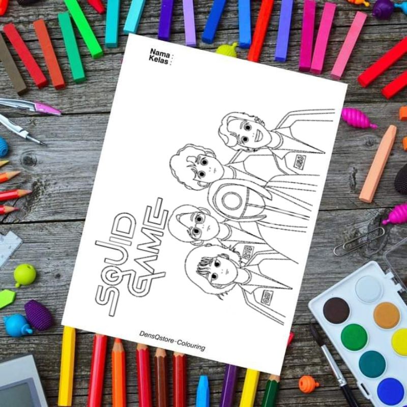 

Kertas Mewarnai Gambar Anak Tema Squid Game 01 / Kertas Gambar (10 Lembar Gambar)