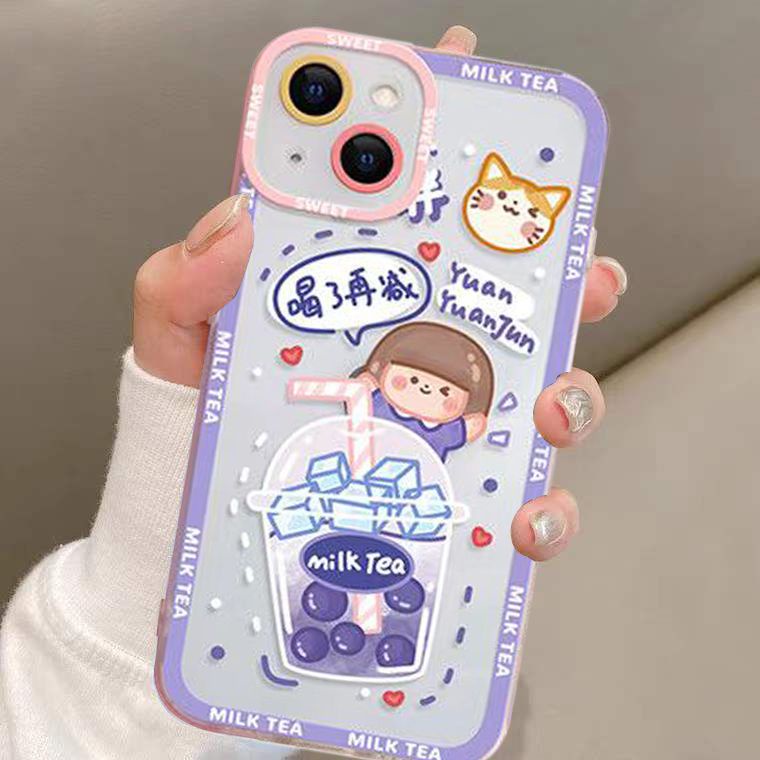 Soft Case Silikon TPU Transparan Motif Gadis Lucu Untuk IPhone 14 13 12 11 Pro XS Max X XR 8 7 6 6S Plus