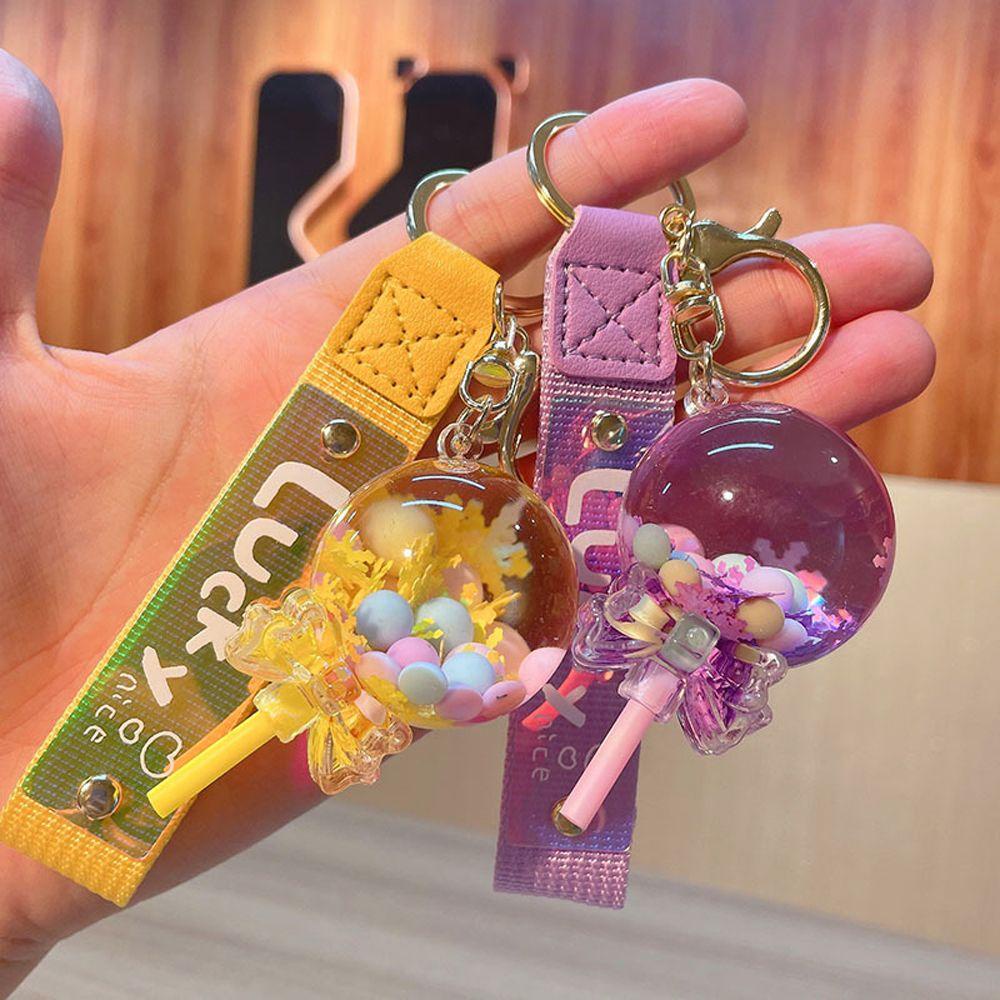 [Elegan] Gantungan Kunci Lucu Kreativitas Key Ring Perhiasan Minyak Cair Lolipop Hadiah Gantungan Kunci Akrilik