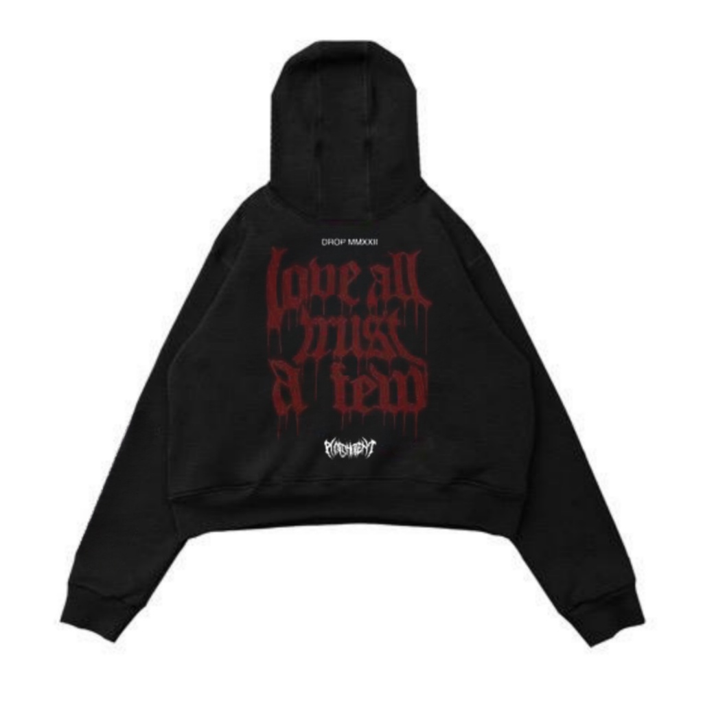 Sweater Hoodie Crop Punishment Love All Must Unisex Black