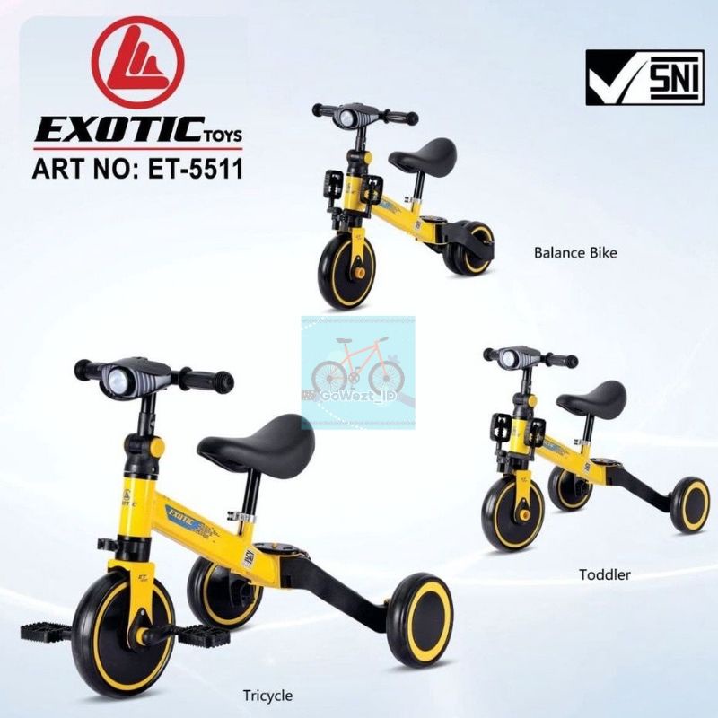 Push Bike Balance Bike Sepeda Roda Tiga Tricycle EXOTIC ET-5511 / ET-709 Sepeda Toddler Anak | High Quality