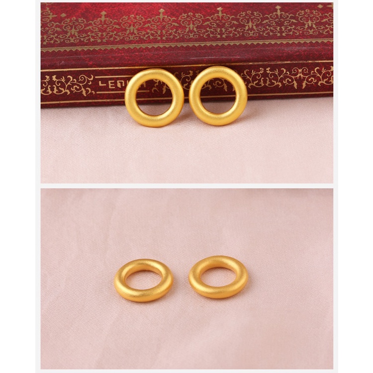 Manik-manik 3D Lapis Emas Emas Asli Kadar 375Bentuk Lingkaran Untuk Aksesoris Perhiasan Gelang Kalung