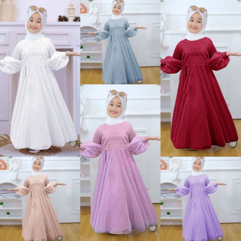 salsa kid 3/11 tahun / dress brokat anak perempuan / fashion dress brokat anak perempuan / dress bro