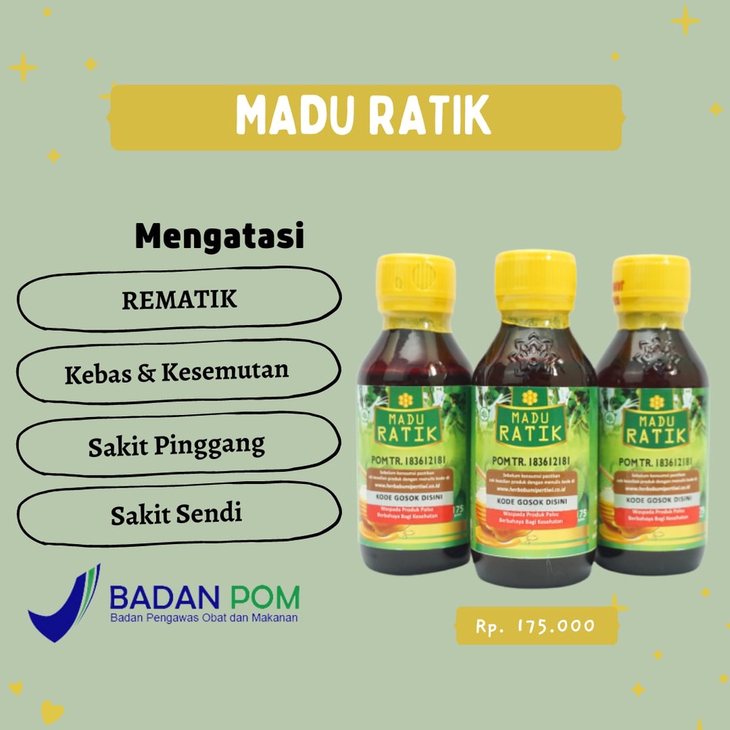 MADU RATIK HERBAL - Madu Asli 100% Original Atasi Rematik dan Asam Urat Nyeri Sendi sakit Pinggang d
