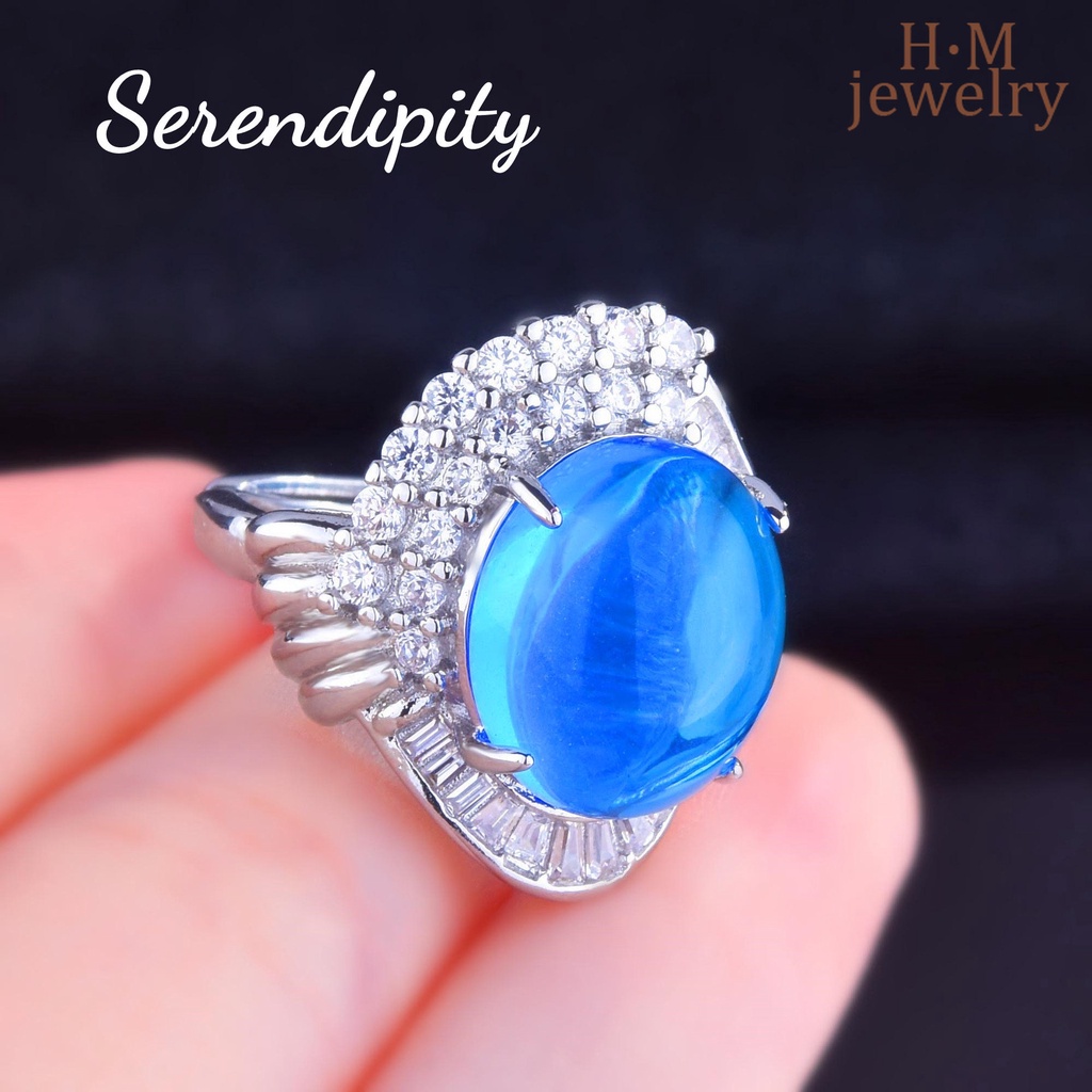 Ornamen Cincin Berlian Sapphire Bentuk Bintang Bulat Bahan Jelly
