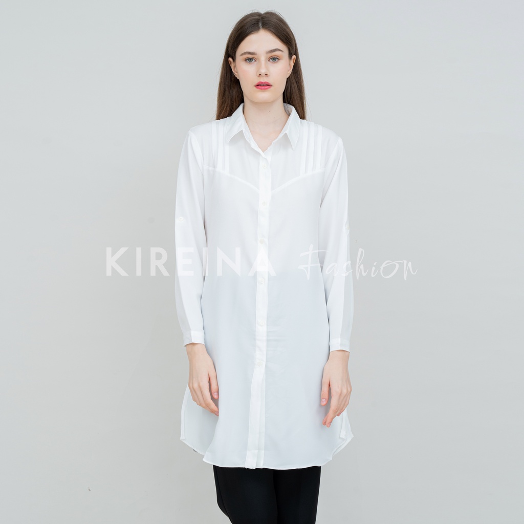 Long Tunik Polos Wanita Kemeja Tunik Panjang Kemeja Tunik Rayon Premium | Kireina Fashion