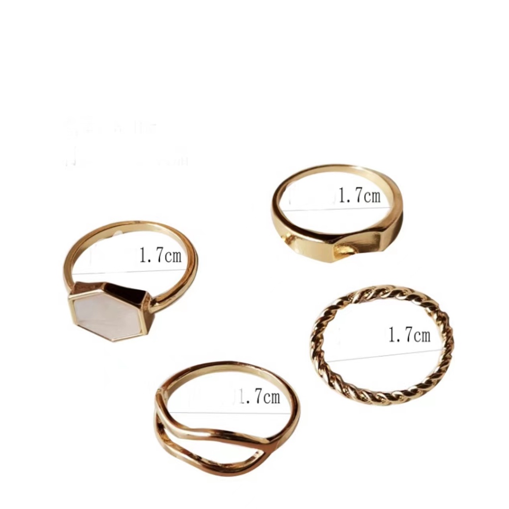 4pcs / set Cincin Jari Telunjuk Desain Geometri hollow Bahan resin metal