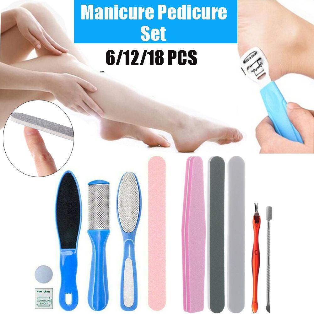 Nanas6 /12 /18 Pcs Manicure Pedicure Grooming Kit Di Rumah Digunakan Kikir Kuku Alat Perawatan Kuku Kerokan Kulit Mati