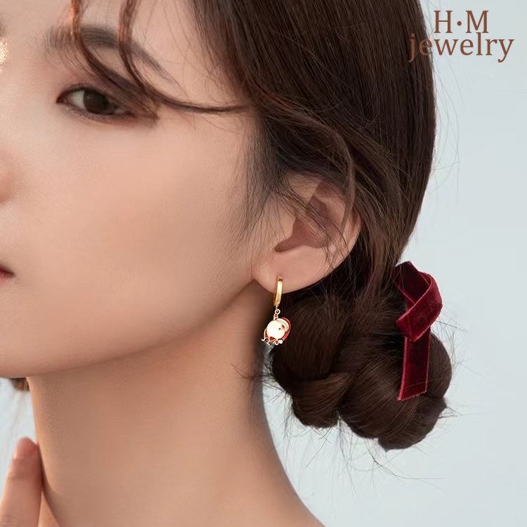 Anting Tusuk Asimetris Bahan Sterling Silver 925 Untuk Wanita