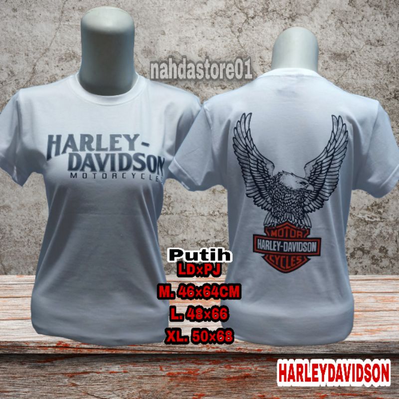 Kaos HarleyDavidson Wanita Lengan Pendek Putih HD GRD