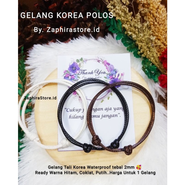 ZaphiraStore [PROMO] GELANG TALI POLOS TALI KOREA 2MM SATUAN HITAM COKLAT PUTIH