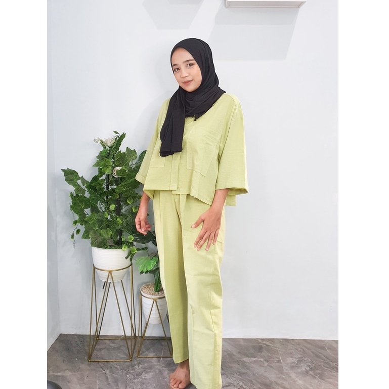 Naziyahijab -  Bawahan Celana Wanita | Celana Wanita Kekinian | Celana linen crop