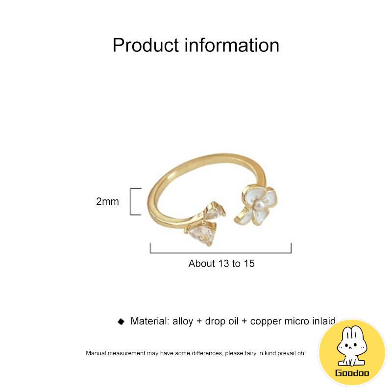 Cincin Bunga Sederhana Lembut Manis Kecantikan Temperamen Cincin Pembuka Glossy -Doo