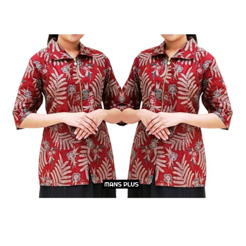 Kemeja Wanita Jumbo XXXL Blouse Batik Big Size 4L-5L Atasan Wanita Muslim Seragam Baju Kerja ATR