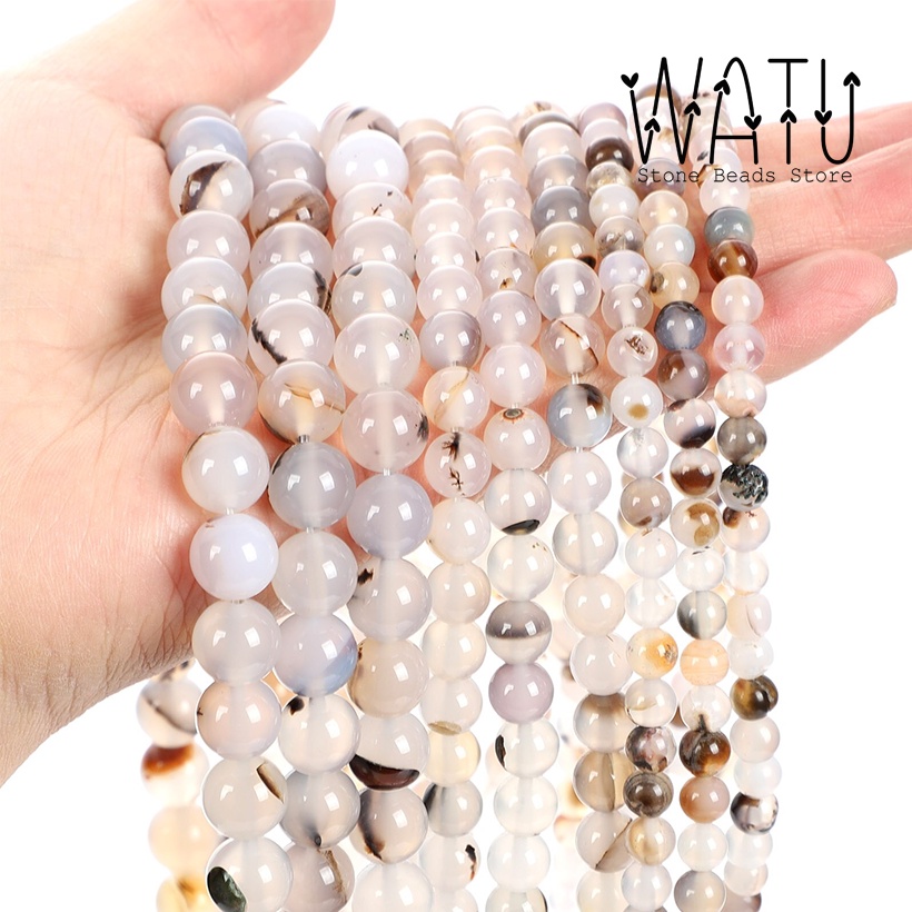 Batu Alam Bulat Raflesia Putih Jade White Round Beads