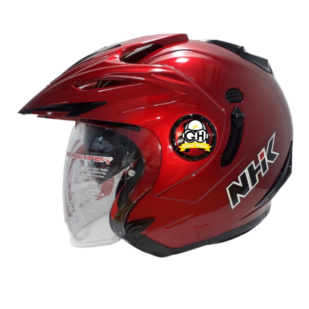 HELM HALF FACE NHK AVIATOR DOUBLE VISOR ROYAL RED