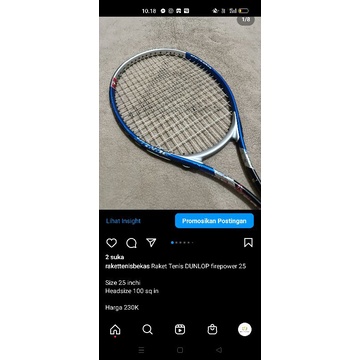 2 raket Tenis junior head+dunlop ori