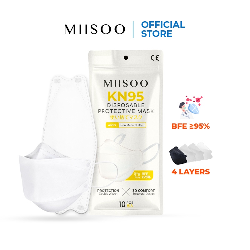 MIISOO Disposable Mask Per BOX EVO N95 KN95 BFE 95% Masker Kesehatan 4ply  Masker wajah KF94 BNPB