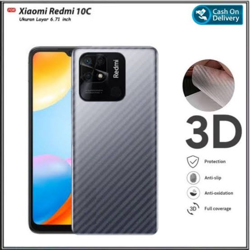 Garskin Redmi 10C Skin Carbon Anti Gores Belakang Anti Jamur Redmi 10C