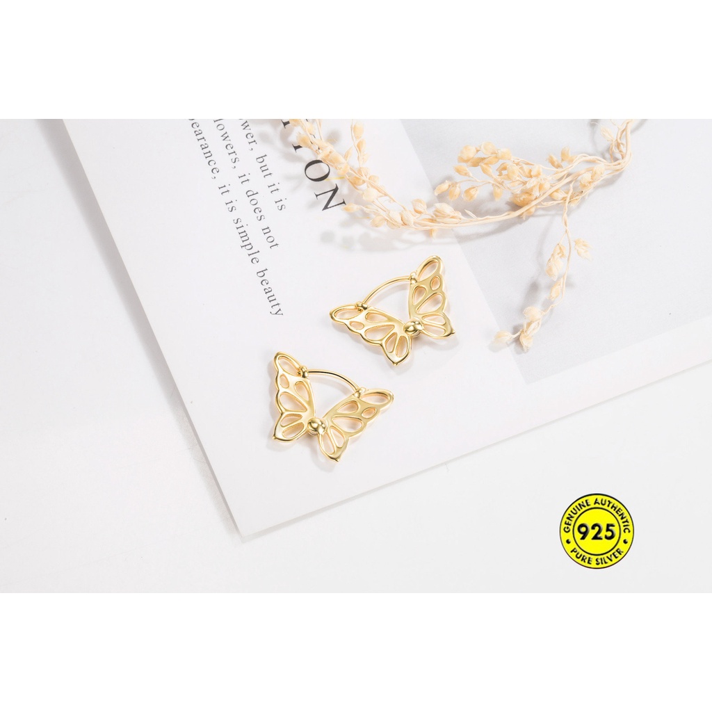 Anting Tusuk Model Kupu-Kupu Hollow 18K Untuk Wanita U1063