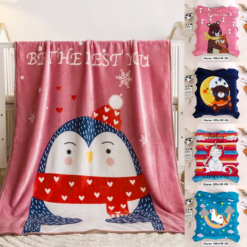 Selimut Bulu Anak Dan Dewasa 100X140CM cm - Selimut Dewasa Bulu Motif Elegan Import (FK450)