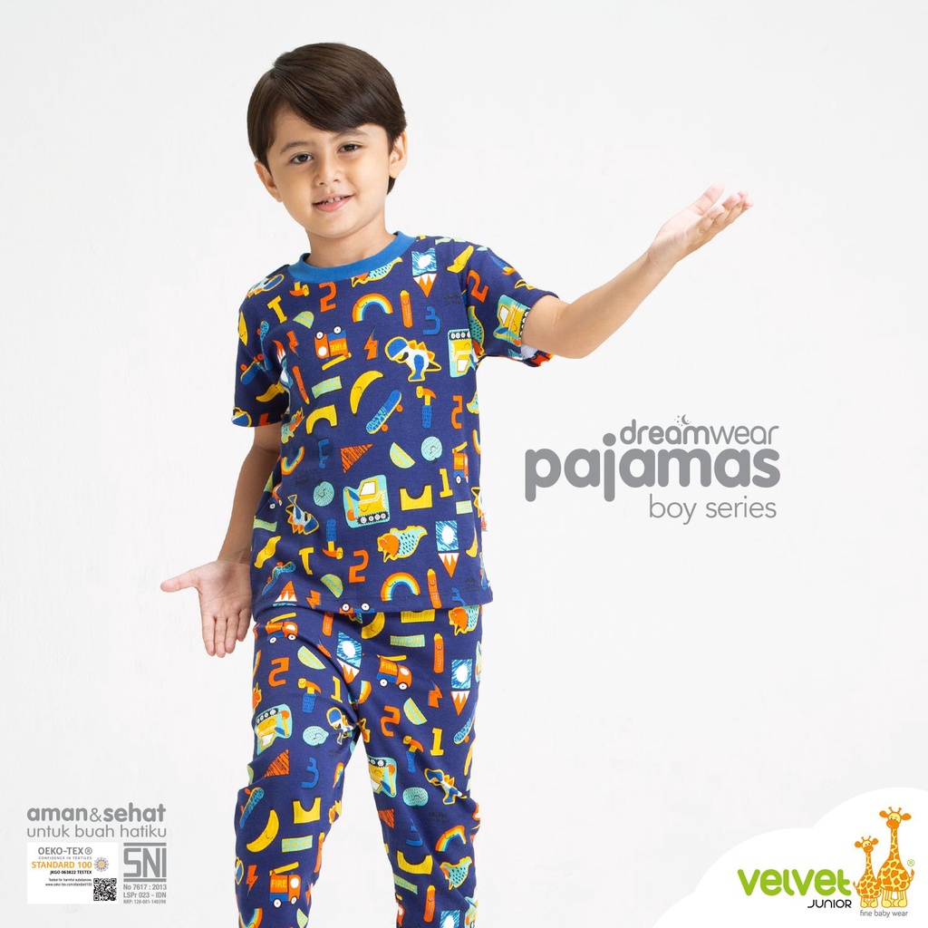 VELVET JUNIOR PIYAMA DREAMWEAR GIRL/BOY - PIYAMA PENDEK PANJANG 8-10 TAHUN /PIYAMA ANAK