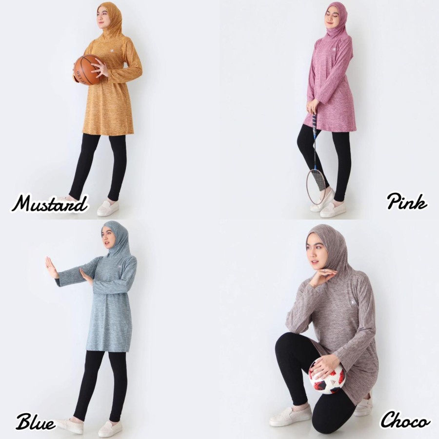 Tunik Tunic Baju Kaos Pakaian Hijab  Kerudung Jilbab Atasan Olahraga Sport Sporty Wanita Perempuan C